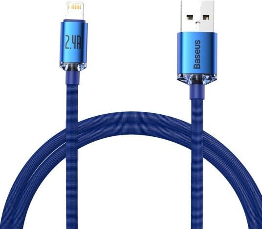 Baseus Kablene Crystal Shine USB til Lightning 2,4A 1,2m Blå