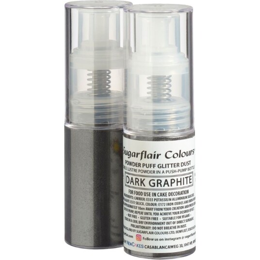 Sugarflair Spiselig Glitterspray  Dark Graphite, 10g | Slikkepott.No