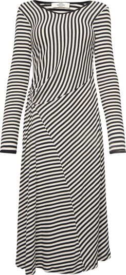 Mads Nørgaard 2X2 Cotton Stripe Severa Dress BLACK/VANILLA ICE L Mads Nørgaard 2X2 Cotton Stripe Severa Dress BLACK/VANILLA ICE L
