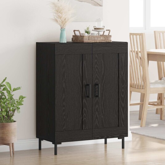 Serviesskap Svart Eik 69,5 x 34 x 90 cm Ingeniørtre og jern Serviesskap Svart Eik 69,5 x 34 x 90 cm Ingeniørtre og jern