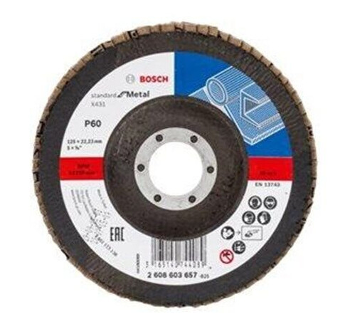 Bosch X431 125 mm P60 Slipeskive for Metall - Standard Grovkorn