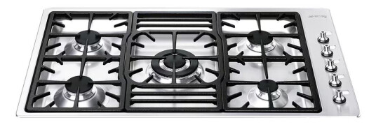 Smeg Classic 90 cm Gassplatetopp med Wokbrenner, Svart Smeg Classic 90 cm Gassplatetopp med Wokbrenner, Svart