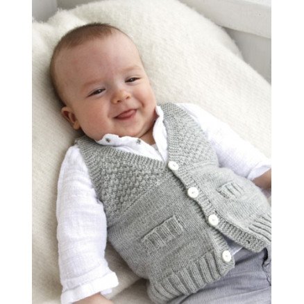 Â Junior by DROPS Design Baby Vest Strikkeoppskrift str 1 3 mdr 3 4 år