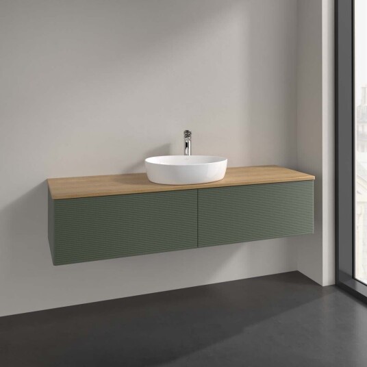 Villeroy & Boch Antao Servantskap med 2 skuffer 160x50x36 cm m/lys Grønn Matt/Eik