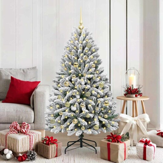  Kunstig juletre Grønn og hvit 150 cm PVC og metall
