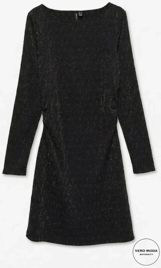 Vero Moda Maternity Vmmkali Ls Short Dress Lx Jrs   BLACK   XXL