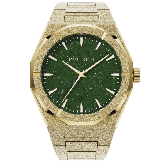 Paul Rich Frosted Star Dust II Gold Green PR20213 - Herre - 43 mm - Analog - Kvarts urverk - Mineralglas Paul Rich Frosted Star Dust II Gold Green PR20213 - Herre - 43 mm - Analog - Kvarts urverk - Mineralglas