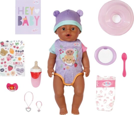 BABY born Eva interaktiv dukke med lilla outfit 43 cm