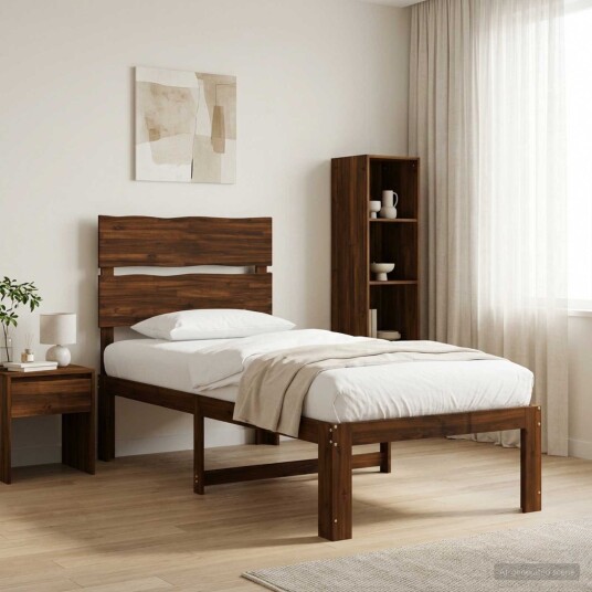 vidaXL Enkelt Senge Ramme med Hodegjerde ROSTOCK Mørk brun 75 x 190 cm