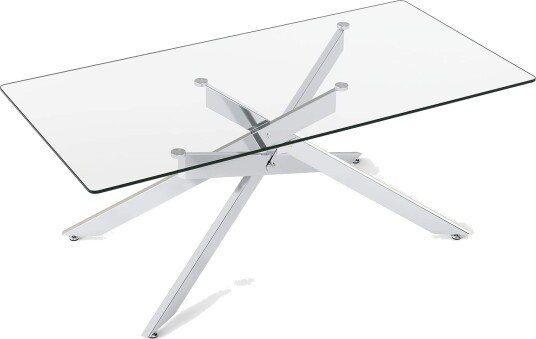Rektangulært glass salongbord – 120x60 cm sølvfarget
