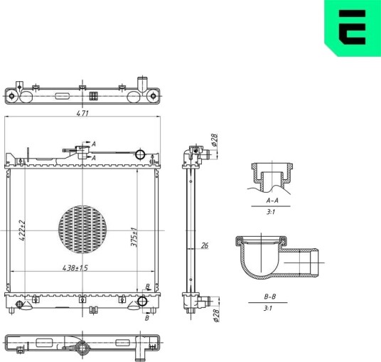 ERA 673080 Radiator, motorkjøling ERA 673080 Radiator, motorkjøling