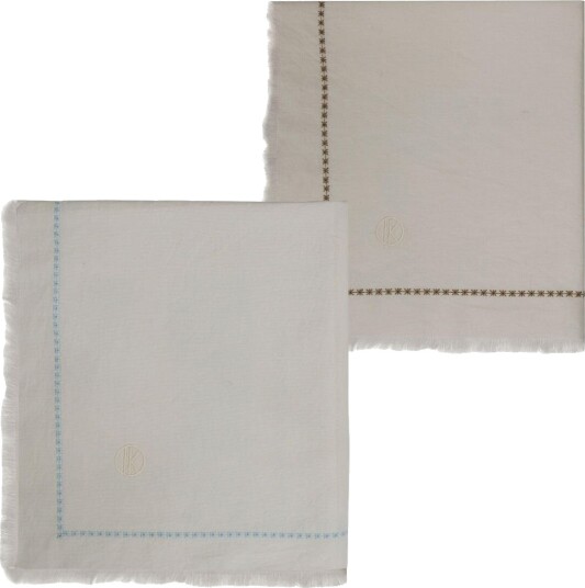 Tone Kroken Blanc duk 140x250 Hvit / Blå