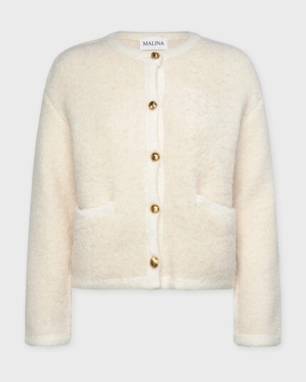 Malina Carly Wool Blend Cardigan   Cream   M