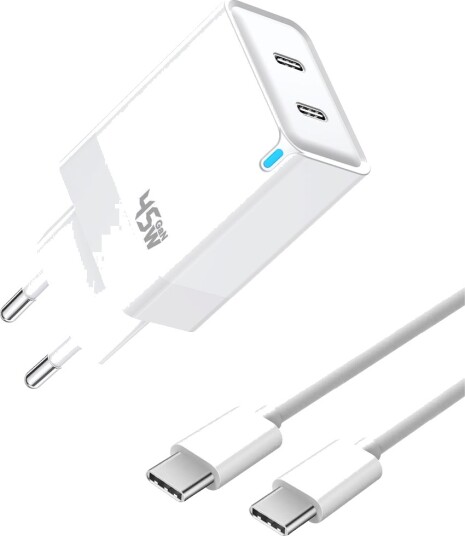 Samsung Ekstrem hurtiglader til Galaxy S26 med USB-C-kabel 45W PD Hvit Samsung Ekstrem hurtiglader til Galaxy S26 med USB-C-kabel 45W PD Hvit