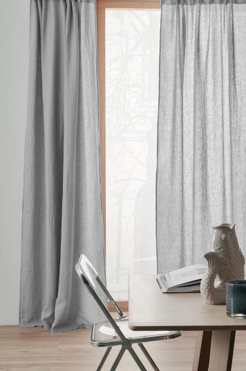 Ellos Home Gardin med multibånd Malva 2 pk i 100% lin Grå