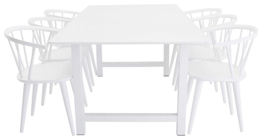 Venture Design Coount & Bobby spisegruppe Hvit/hvit 6 st stoler & bord 220 x 100 cm