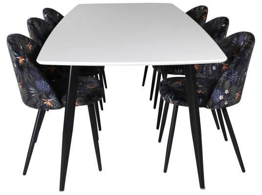 Venture Design Polar & Velvet spisegruppe Hvit/flerfarget 6 st stoler & bord 240 x 100 cm