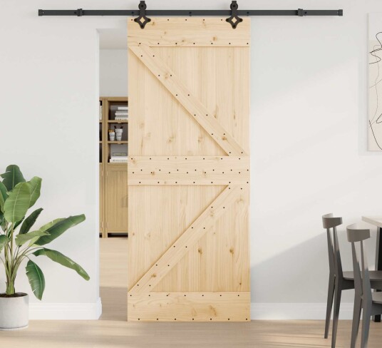 vidaXL Skyvedør NARVIK Naturlig og svart 85 x 210 cm (213,5 cm)