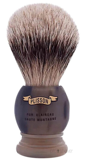 Plisson Shaving Brush, High Mountain White Badger & Genuine Horn-Size 12