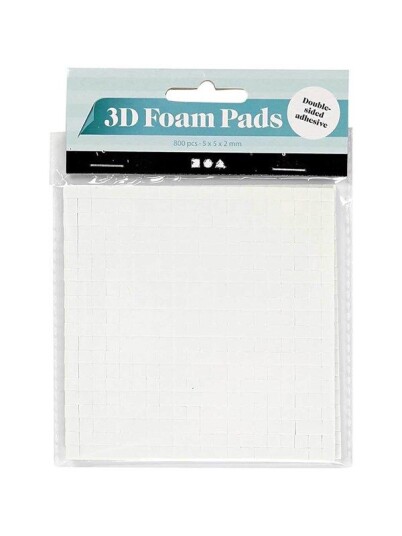 Creativ Company 3D Foam Pads Hvit 5x5x2mm 2 Sheets