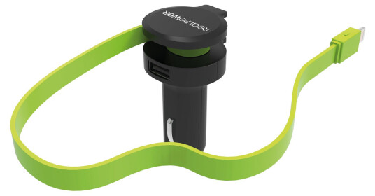 REALPOWER Car Charger L - integrated Lighning Cable + 1x USB