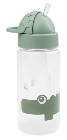 Done By Deer Croco Drikkeflaske 350 ml Grønn med Sugerør