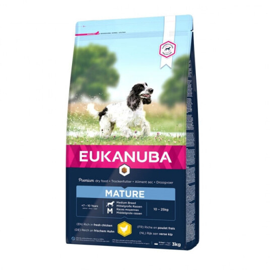 Eukanuba Hundemat Senior Tørrfôr Kylling 3kg for Mellomstore Raser Eukanuba Hundemat Senior Tørrfôr Kylling 3kg for Mellomstore Raser