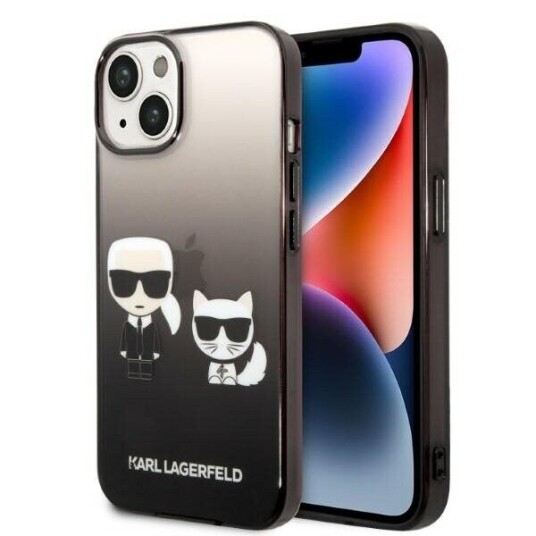 Karl Lagerfeld iPhone 14 Plus Hardcase Gradient Ikonik Karl & Choupette Svart