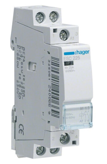 Hager Contactor 25a 1no+1nc 230v 1m (3250612400621)