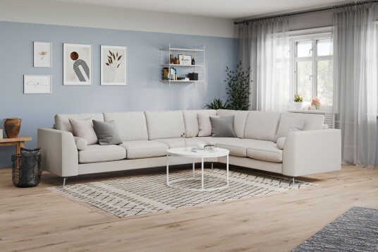 Ocean Lyx 5 seters Vendbar L formet Hjørnesofa i Stoff   Lys grå