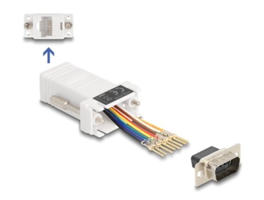 Delock D-Sub 9 Pins Hann Til Rj45 Hunnmonteringssett Hvit