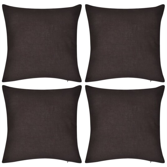 vidaXL 4 Brune putetrekk, bomull 50 x 50 cm