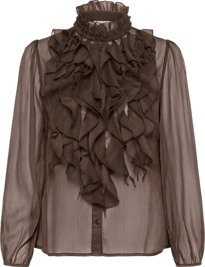 Saint Tropez Liljasz Crinkle Ls Shirt Brown XS Saint Tropez Liljasz Crinkle Ls Shirt Brown XS