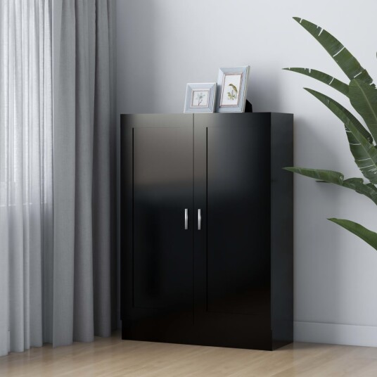 vidaXL Bokhylle svart 82,5x30,5x115 cm sponplate
