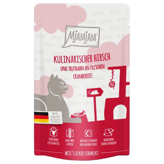 Mjamjam Quetschie 12 X 125 G Kulinarisk Hjortekjøtt Og Kalkun På Ferske Tyttebær Mjamjam Quetschie 12 X 125 G Kulinarisk Hjortekjøtt Og Kalkun På Ferske Tyttebær