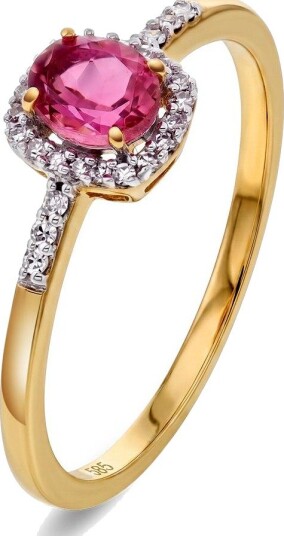 Pan Jewelry Ring i gull med diamanter 0,08 ct og turmalin, størrelse Ring i gull med diamanter 0,08 ct og turmalin, Str. 56