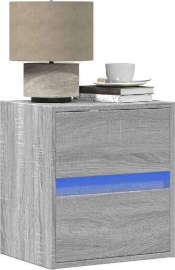Vegghengt nattbord med LED-lys grå sonoma 8721158343161