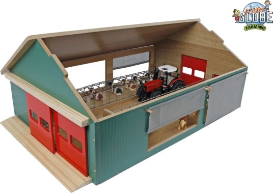 Kids Globe Stall med 4 vindunetting 1:32 naturlig Kids Globe Stall med 4 vindunetting 1:32 naturlig