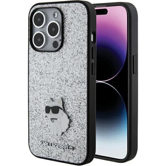 Karl Lagerfeld Hardcase for iPhone 15 Pro Max med Choupette-Logo i Sølv