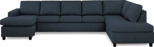 Crazy 5 seters Høyrevendt U formet X Large Sofa med Divan og Sjeselong i Stoff Blå