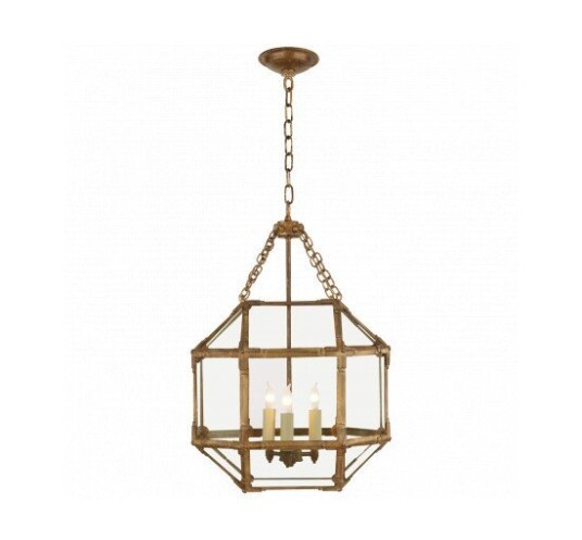 Morris Small Lantern Gilded Iron/Clear Glass