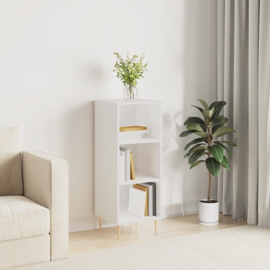 vidaXL Skjenk høyglans hvit 34,5x32,5x90 cm konstruert tre