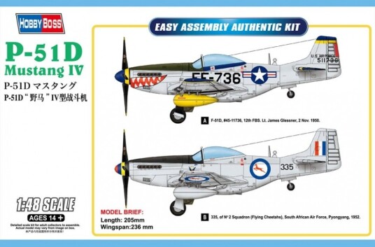 HobbyBoss P-51D Mustang IV Jagerfly Byggesett 1:48 HobbyBoss P-51D Mustang IV Jagerfly Byggesett 1:48