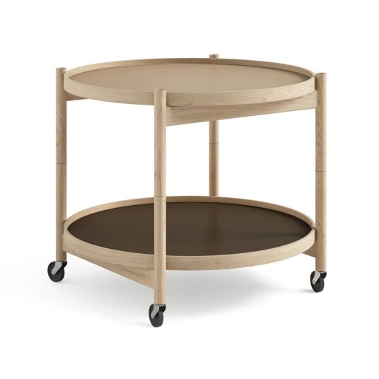 Brdr. Krüger Bølling Tray Table model 60 rullebord earth, ubehandlet eikestativ