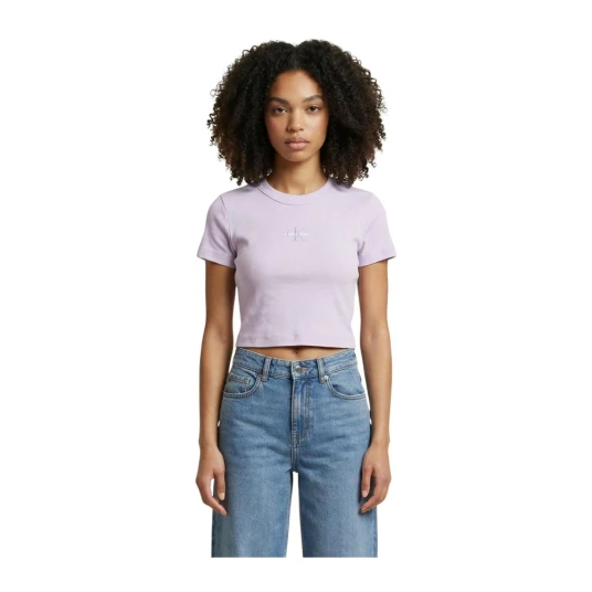 Calvin Klein Jeans Monologo Baby Rib Tee Purple M