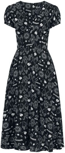 Hell Bunny   Rockabilly Lang kjole   Hello Goodbye Kjole   XS til 4XL   Damer   svart hvit