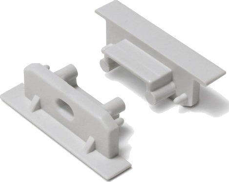 1 stk. Endestykke GROOVE14 GEN2 SQ Med hull grå