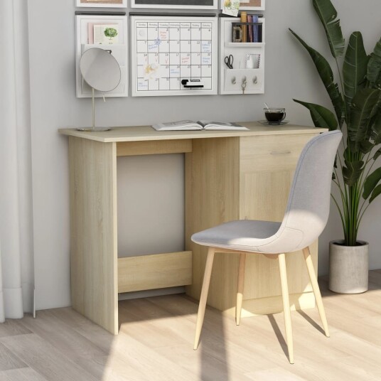 vidaXL Skrivebord sonoma eik 100x50x76 cm sponplate