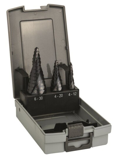 Bosch 3-delers trinnbor HSS-AlTiN-sett 4-12; 4-20; 6-30 mm