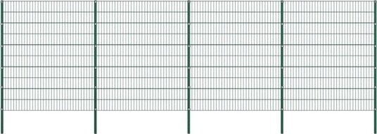 vidaXL Gjerdepanel med stolper jern 694,5x200 cm grønn